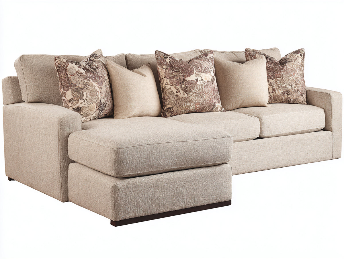 Sofás de esquina tapizados en tela 235 x 165 x 86 cm - beige - diseño acolchado con chaise longue integrada