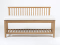 Bancos de jardín de madera 150 x 55 x 90 cm - marrón claro y blanco - diseño con respaldo de listones y estante inferior