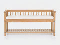 Bancos de jardín de madera 120x50x85 cm - madera natural-blanco - con respaldo y estante inferior