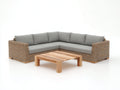 Sofás de exterior de ratán sintético 245 x 245 x 78 cm - marrón y gris - sofá esquinero con mesa de centro de madera
