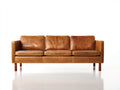 Sofás 3 plazas tapizados efecto cuero 205 x 88 x 82 cm - marrón caramelo - diseño recto de inspiración retro con patas de madera