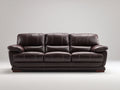 Sofás 3 plazas tapizados efecto cuero 220 x 95 x 92 cm - marrón oscuro - asiento acolchado con reposabrazos anchos y diseño moderno
