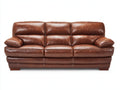 Sofás 3 plazas tapizados efecto cuero 220 x 95 x 90 cm - marrón coñac - diseño acolchado contemporáneo con brazos anchos