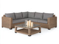 Sofás de exterior de ratán sintético 250x250x75 cm - marrón-gris - diseño esquinero con mesa de centro