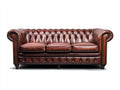 Sofás 3 plazas de cuero 220x92x78 cm - Marrón coñac - Diseño Chesterfield con capitoné y brazos enrollados