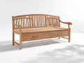 Bancos de jardín de madera 160 x 60 x 95 cm - marrón claro - diseño con respaldo curvado y 2 cajones