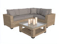 Sofás de exterior de ratán sintético 225 x 175 x 72 cm - beige y gris - diseño modular con mesa de centro cuadrada