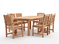 Conjunto de comedor de jardín de madera 160 x 90 x 75 cm - marrón - mesa rectangular con 6 sillas