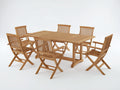 Conjuntos de comedor de jardín de madera 7 piezas 180x90x75 cm - madera natural - mesa rectangular y 6 sillas plegables