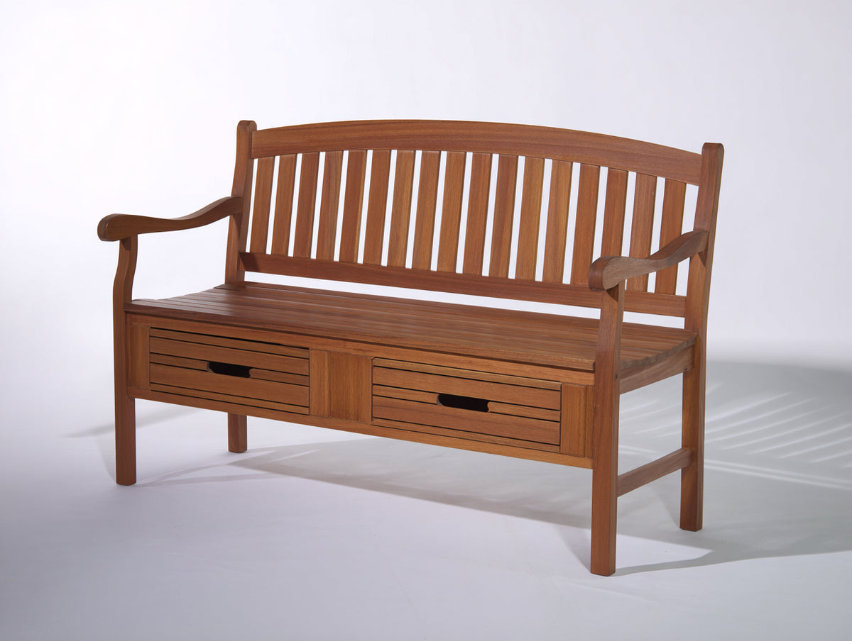Banco de jardín de madera 145 x 60 x 90 cm - marrón - asiento de listones con almacenamiento inferior