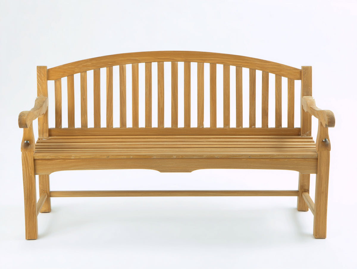 Bancos de jardín de madera maciza 150x62x95 cm - Madera natural - Diseño de 3 plazas con respaldo de listones