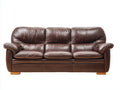 Sofás 3 plazas de cuero 215x95x90 cm - Marrón oscuro - Diseño clásico con respaldo acolchado y brazos curvos