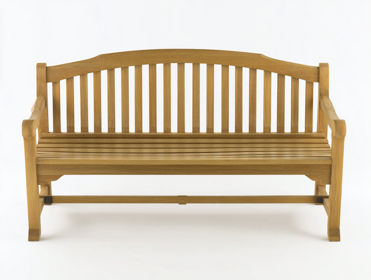 Banco de jardín de 3 plazas en madera 150 x 65 x 95 cm - Marrón natural - Diseño clásico con respaldo de listones