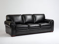 Sofás 3 plazas tapizados efecto cuero 215 x 92 x 88 cm - negro - asiento acolchado con reposabrazos anchos y diseño contemporáneo