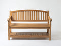 Banco de jardín de madera 145 x 62 x 92 cm - marrón - asiento de listones con respaldo alto y estante inferior
