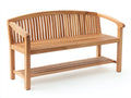 Bancos de jardín de madera 155 x 60 x 90 cm - marrón claro - diseño curvado con respaldo de listones y estante inferior
