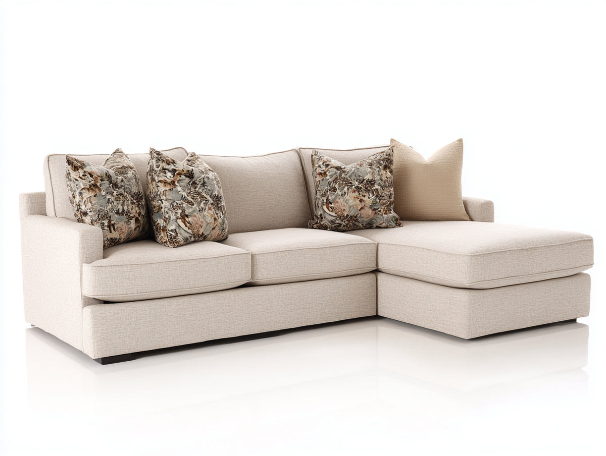 Sofás de esquina tapizados en tejido 260 x 170 x 88 cm - beige claro - diseño contemporáneo con chaise longue